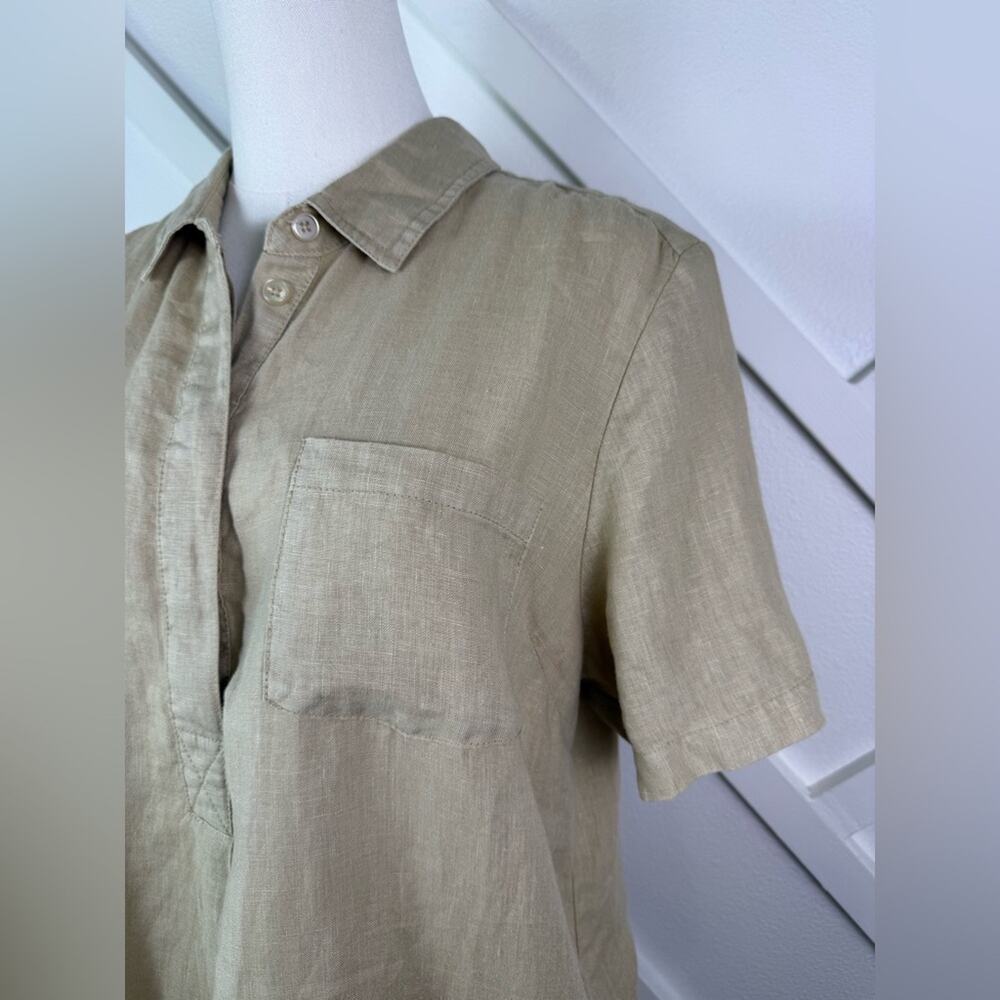 NWOT Michael Stars Ola Utility 100% Linen Mini Shirt Dress Tan Size Medium - Picture 3 of 11